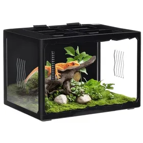 Meilleurs prix pour Terrarium pour Tortues de Terre et Reptiles avec Thermomètre et Douilles de Lampe 60x40x40 Noir 60x40x40.5 cm 5 cm