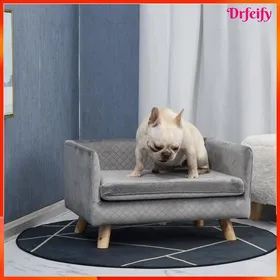 Meilleurs prix pour Lit canapé pour chien - AKOZON - 6530 - Design scandinave - Velours gris - Coussin moelleux