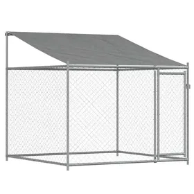 Meilleurs prix pour Meilleures Abris - Cage Chenil pour chien avec toit et porte gris 2x2x2 m acier galvanisé SSD9669043