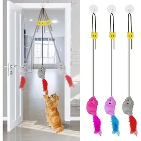 Meilleurs prix pour 3pcs Porte Suspendue Souris Chat Jouets Interactifs pour Chats Souris Suspendue 3 Souris grises violettes et rose KIT JOUET