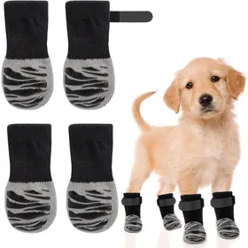 Meilleurs prix pour Lot de 2 (4paires) - Chaussettes antidérapantes et anti-léchage pour animaux - Sangle ajustable - Convient à toutes les tailles de
