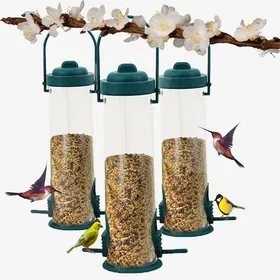 Comparer les prix de Lot de 3 Mangeoires Oiseaux Extérieur Mangeoire Oiseaux Sauvages 2 Ports Résistante aux Intempéries Jardin