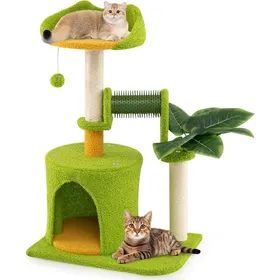 Comparer les prix de GOPLUS Arbre à Chat avec Feuilles Artificielles Petite Tour pour Chat avec Condo Perchoir Griffoirs en Sisal Toiletteur Auto