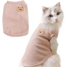 Comparer les prix de Vêtements pour animaux - Gilet pour chat - Pour petits chiens - Gilet - Maille gaufrée - T-shirt chat et chien - Taille moyenne -