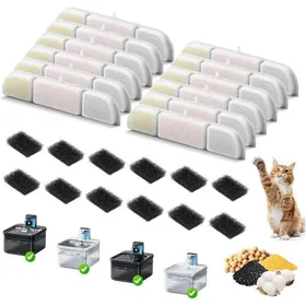 Comparer les prix de 12pcs Filtre Fontaine Eau Chat - Charbon actif et pré filtre inclus Système filtration multicouche