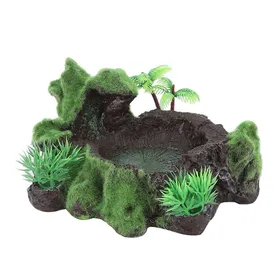 Meilleurs prix pour Plantes de simulation en résine ZR-012 pour aquarium lézard reptile bol dalimentation mangeoire à eau pour tortue ornement