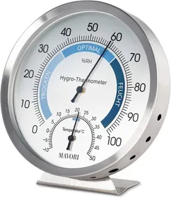 Meilleurs prix pour Thermomètre hygromètre analogique pour intérieur, avec affichage fiable de la température et humidité, en acier inoxydable