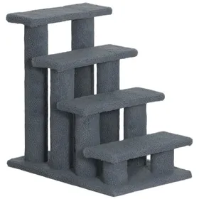 Comparer les prix de Pont - Escalier Pour Animaux 4 Marches 61x41x60cm - Idéal Seniors & Petits Animaux - Design Gris Antidérapant