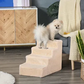 Comparer les prix de Escalier pour chien à 4 marches escalier pour chat échelle antidérapante housse amovible et lavable 60 x 35 x 44cm beige
