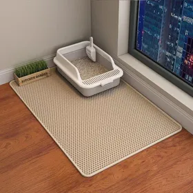 Comparer les prix de Tapis pour litière pour chat –75 x 55 cm tapis imperméable double couche en EVA pour bac à litière et toilettes pour chat