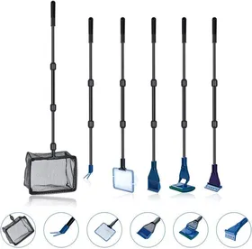 Comparer les prix de Kit de nettoyage 6 en 1 pour aquarium en verre, ensemble d'outils pour épuisette, pour l'entretien des aquariums domestiques
