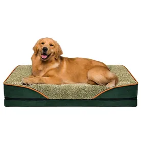 Comparer les prix de Lit de ChienTaille L Panier Chien pour Animal de Compagnie en Mousse à MémoireCoussin avec Housse Lavable Amovible-Vert L