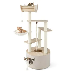 Comparer les prix de Arbre à chat en bois tours à plusieurs niveaux 55 x 141 cm avec hamac