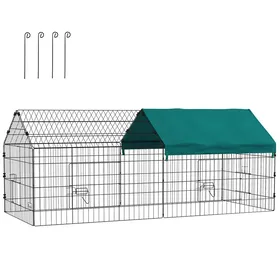 Comparer les prix de Parc enclos - cage lapin extérieur - PawHut - protection solaire et portes verrouillables - fil dacier - 185 x 75 x 75 cm - vert