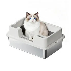Comparer les prix de Bac à Litière XL Inox  Anti-Adhérent & Anti-Odeur  Facile à Nettoyer  Bords Hauts  Grands Chats & Lapins  Blanc 50x35x27cm