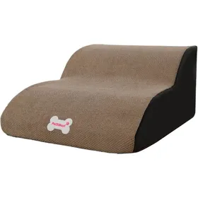 Comparer les prix de Escalier pour Chien à 2 Marches Escalier pour Animaux en Mousse Haute Densité avec Housse Rembourrée Lavable pour Chien Chameau
