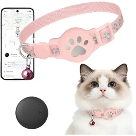 Comparer les prix de Collier GPS Chat GPS Chat Tracker avec iOS & Android Sans Carte SIM & Abonnement Localisation en Temps Réel ImperméableRose