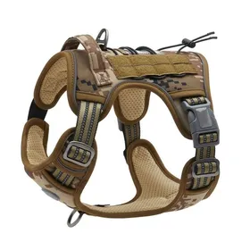 Meilleurs prix pour Gilet tactique nylon pour grand chien 35cm x 29cm x 1.7 cm réglable multiples poches harnais intégré dressage travail extérieur
