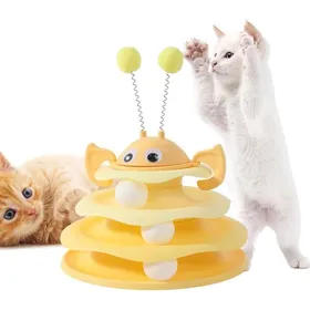 Meilleurs prix pour Tour à plateaux tournants 3 étages – Jeu multi-niveaux avec abeille volante – pour chat actif intérieur