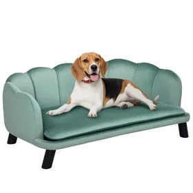 Comparer les prix de Canapé pour Chien Lit pour chat Coussin Confortable Design Coquillage jusqu’à 25 kg 98 5x60 5x35 5 cm Vert