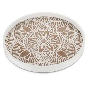 Meilleurs prix pour Plateau décoratif vintage en bois lavé blanc 30 cm idéal pour servir parfait pour la décoration
