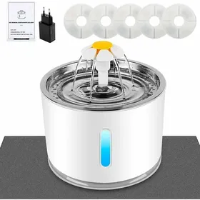 Meilleurs prix pour Fontaine à Eau pour Chat Filtre Charbon Actif 3 Types Débit LED Lumineuse Grande Capacité 2.4L