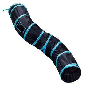 Comparer les prix de Tunnel pour chat pliable - Phoesky - 123x25 cm - 3 trous - Polyester écologique - Jeu interactif - Bleu