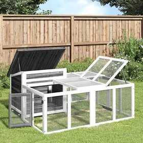 Comparer les prix de 63012& Clapier gris 144x123x675 cm - 5 à 6 poules - Aspect Bois de pin massif