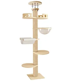 Comparer les prix de Arbre à Chat Moderne - FIANAO - Colonne jusqu’au Plafond 315cm - Bois Densité Élevée avec Griffoirs en Chanvre