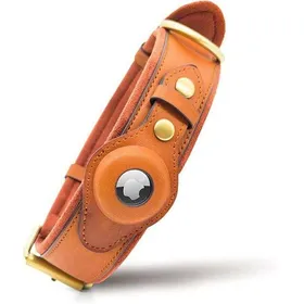 Meilleurs prix pour Colliers pour chien et cuir avec emplacement pour AirTags intégrés pour courses en grande et très grande taille réglable marron