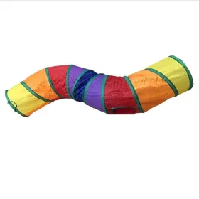 Meilleurs prix pour Tunnel pour chat pliable - Phoesky - 3 trous - 123x25 cm - Arc-en-ciel - Polyester - Jeu interactif - Balle suspendue