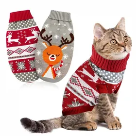 Comparer les prix de Lot de 2 pulls de Noël pour chat et chien - Flocons de neige - Motif rennes - Tricot - Vêtements dhiver - Taille XL