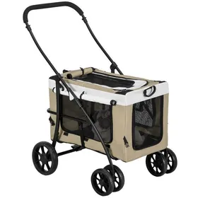 Meilleurs prix pour Plaque épaissiePoussette pliable pour animaux de compagnie pour chiens et chats sac de transport amovible bretelles 4 roues ave