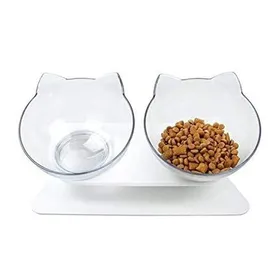 Meilleurs prix pour Gamelles Doubles pour Chat, Bol pour Chat, Bols de Nourriture pour Animaux de Compagnie avec Support Surélevé, Gamelle Chat