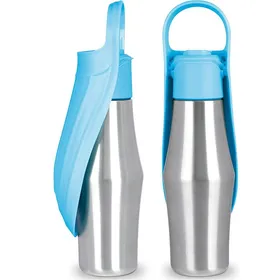 Comparer les prix de Gourde chien isotherme 750ml - Acier inox 304 - Bouteille eau portable avec bol voyage - Bleu clair 1 pièce
