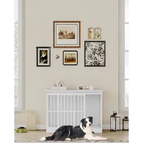 Comparer les prix de 110cm Cage pour Chiens Niche Moderne pour Chiens Cage pour Chiots Maisonnette pour Animaux 2 Portes 65 × 110 × 81 cm Blanc