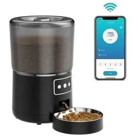 Meilleurs prix pour Distributeur Automatique de Nourriture Connecté 4L (Noir) pour Chats et Chiens Contrôle par Application .