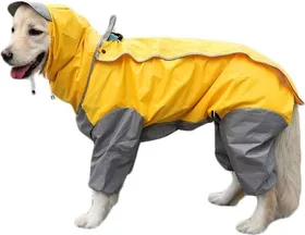 Meilleurs prix pour Manteau imperméable pour chien avec capuche amovible veste réglable pour chien avec cordon de serrage pour lextérieur jaune