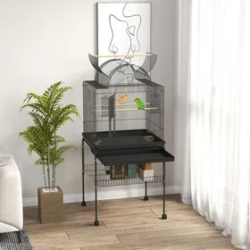 Comparer les prix de Plaque épaissiePawhut birdcage - grande cage de perroquet en peau de tigre avec plateau étagère poste dalimentation birdhouse