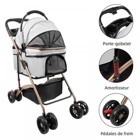 Meilleurs prix pour MIPAN.Poussette Pour Chien 4 Roues - Poussette Pour Animaux Noir - Poussette Pour Chat - 96 x 70 x 48cm - Pour Chien/Chat De 20 Kg