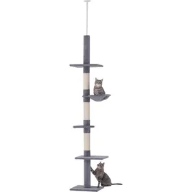 Comparer les prix de Arbre chat du sol au plafond poteau à griffer L40 x l 34 x H 230-260 cm 5 niveaux dactivités gris