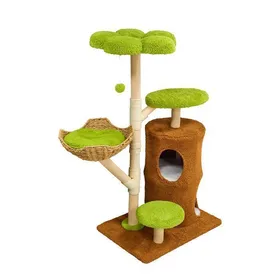 Comparer les prix de Arbre à Chat à 4 Niveaux de 136 cm - BingoPaw - Centre dactivités pour Chats avec 3 Plateformes et 1 panier - Vert et Brun