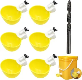 Comparer les prix de 6pcs Abreuvoir Poules avec Perceuse,Mangeoire a Poule,Abreuvoir Automatique Poussin Kit,Abreuvoir Poule Automatique pour Poussins