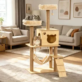 Comparer les prix de Arbre à chat en bois multi-niveaux avec hamac