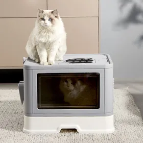 Meilleurs prix pour Bacs À Litière Compacts - ERROLVES - Stable - Adapté Aux Chats De Grande Taille - 50.8 × 40 × 37 cm - gris
