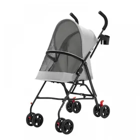 Comparer les prix de Poussette pour Chien Pliable - Avec Porte-gobelet - Housse en Maille Respirante Anti-insectes - 45x55x97 cm - Gris - LVHCMFOHM
