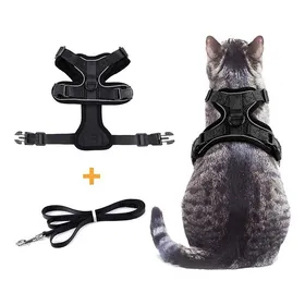 Comparer les prix de Harnais pour chat - Fournitures pour animaux - Réglable - Anti-évasion - Noir - Avec laisse