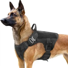 Comparer les prix de Harnais anti-traction pour chien taille L (noir) style tactique poignée + boucle métallique respirant et ajustable Label