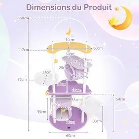 Meilleurs prix pour GIANTEX Arbre à Chat Multi-Niveaux de 158 CM Tour à Chat avec Perchoir et Jouets Suspendus Cadre Métallique Robuste