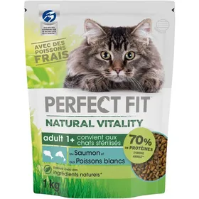 Comparer les prix de Croquettes pour Chat - PERFECT FIT - Natural Vitality - Saumon & Poissons Blancs - Lot de 6 Sacs 1kg